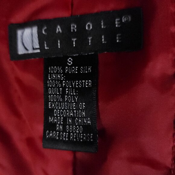 Carole Little Red 100% Silk Beaded Embroidered Statement Jacket Blazer Size S - Picture 16 of 16